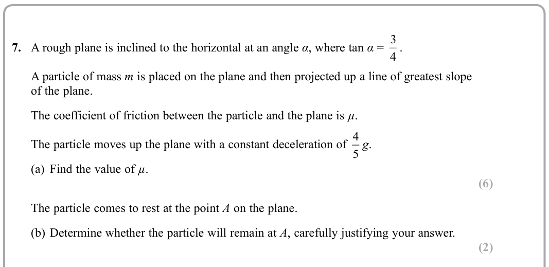 Question 7 — Forces and Friction — Edexcel Sample Paper