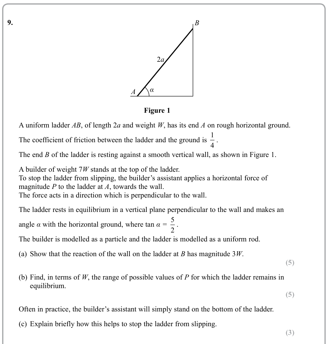 Question 9 — Moments — Edexcel Sample Paper