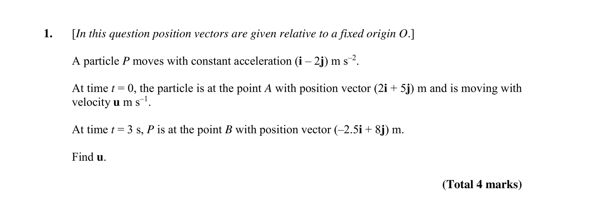 Question 6 — Constant Acceleration 2d — Edexcel Specimen