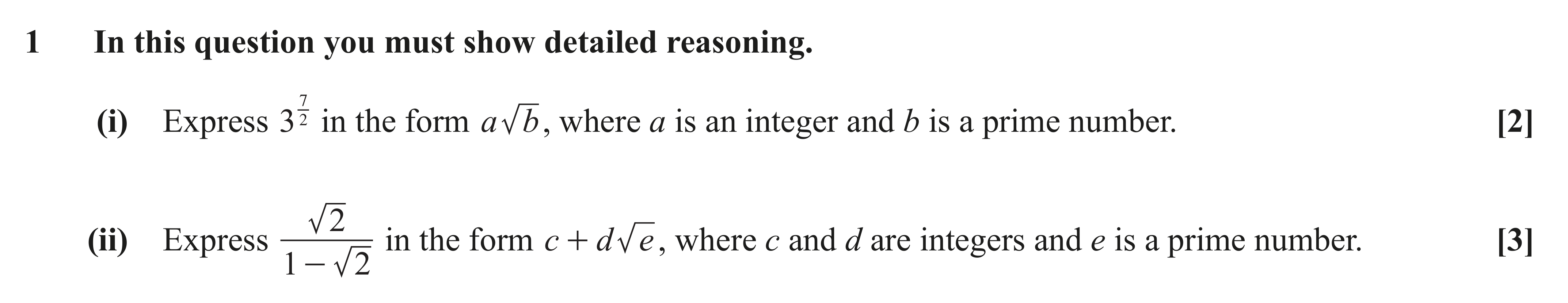 Question 1 — Indices and Surds — OCR AS Maths June 2018