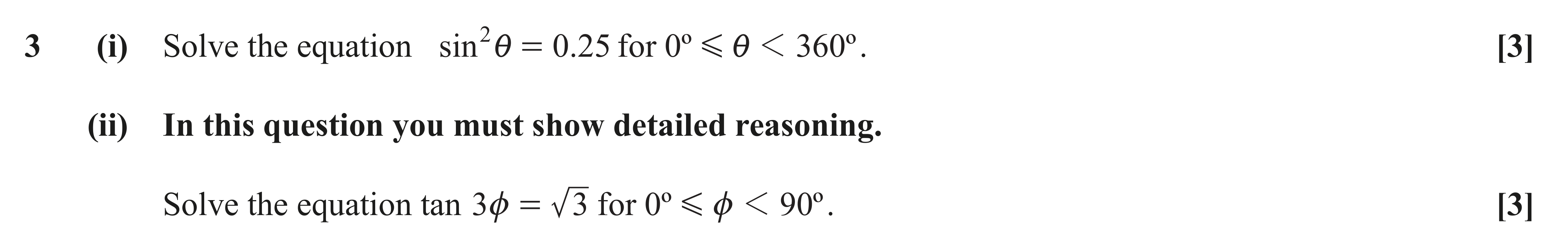 Question 3 — Trig — OCR AS Maths June 2018