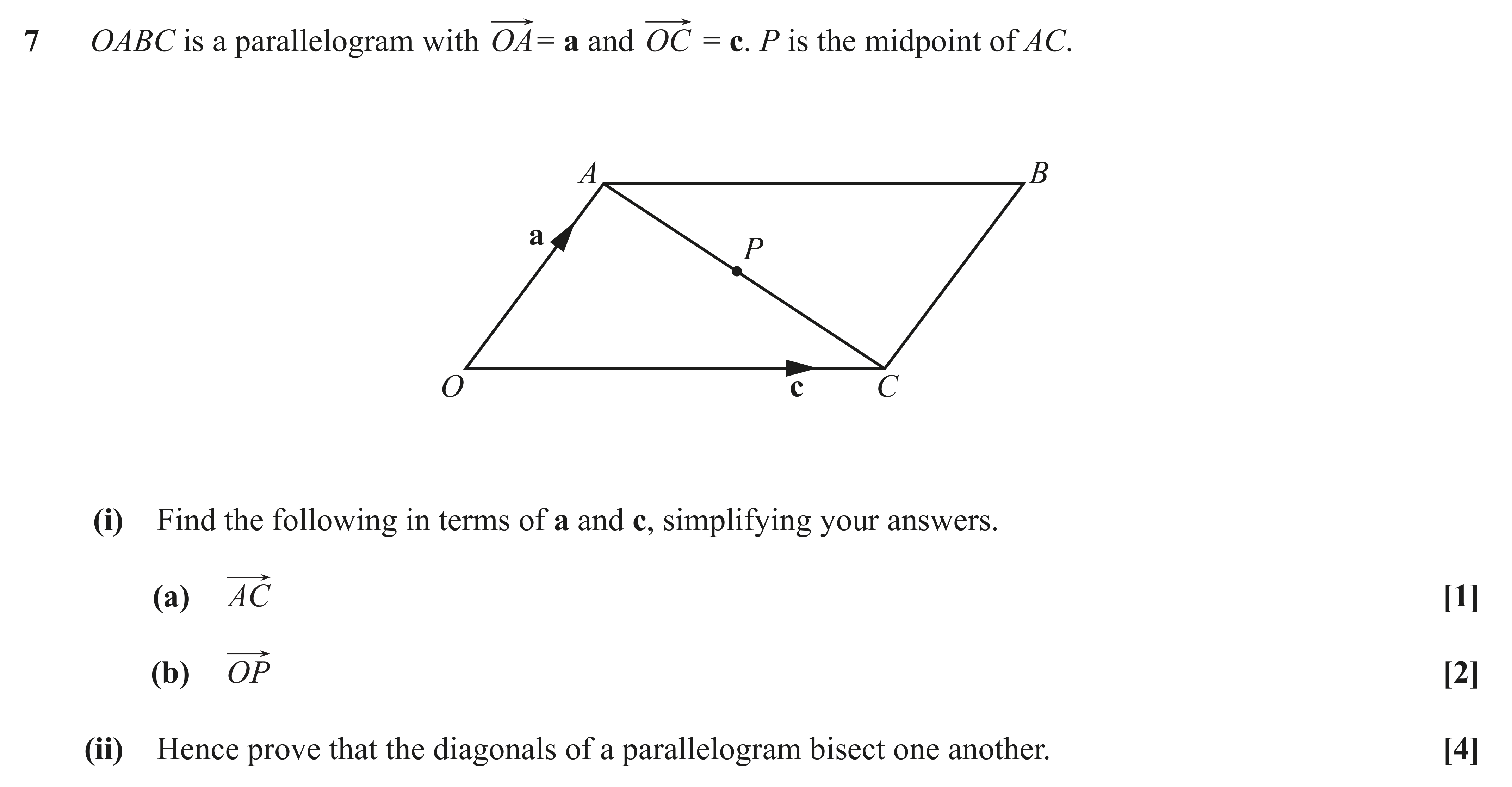 Question 7 — Vectors — OCR AS Maths June 2018