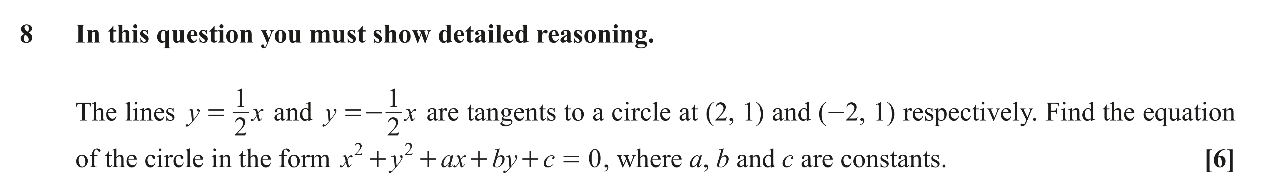 Question 8 — Circles — OCR AS Maths June 2018