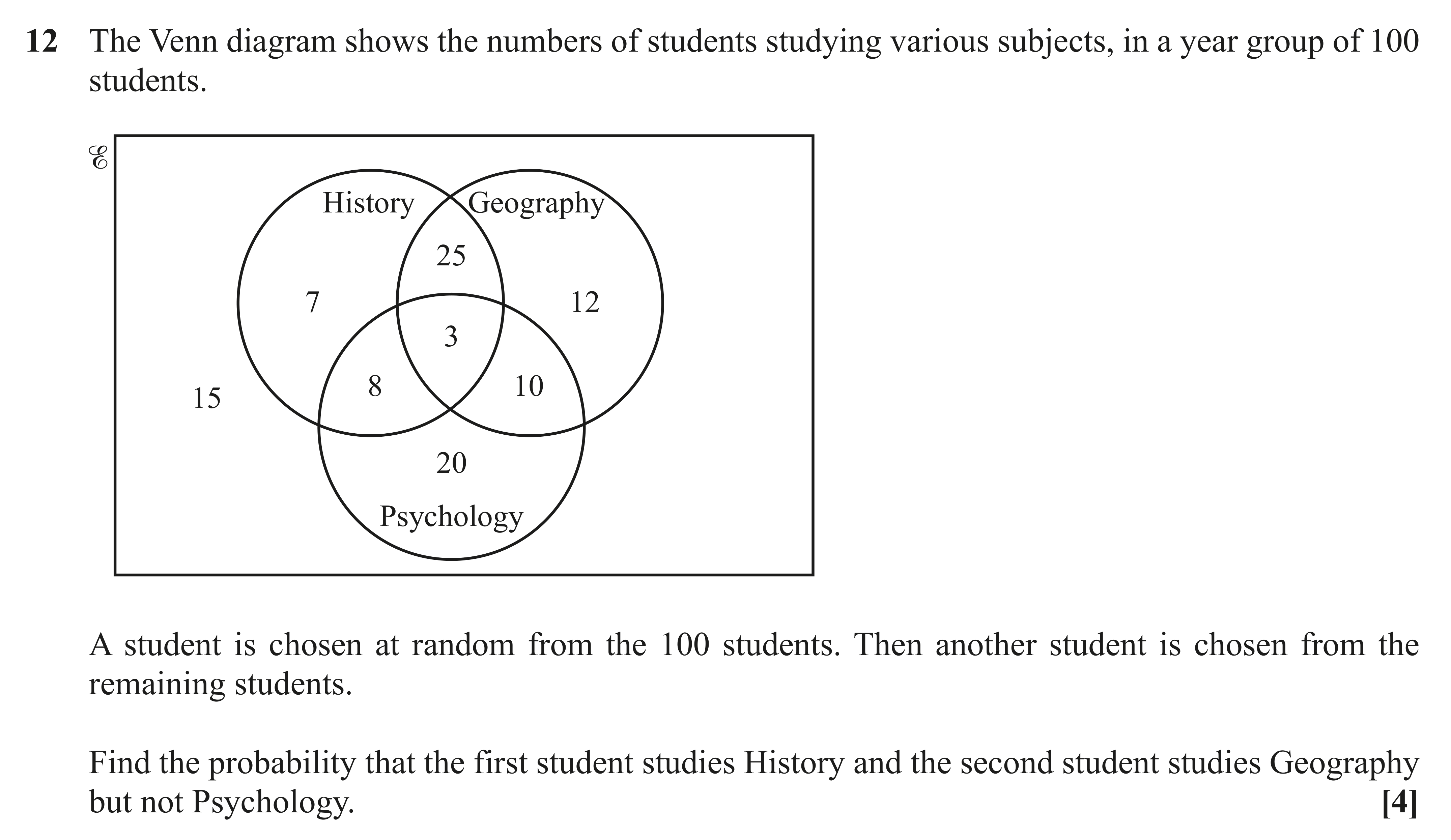 Question 12 — Venn Diagram, Probability — OCR AS Maths June 2019