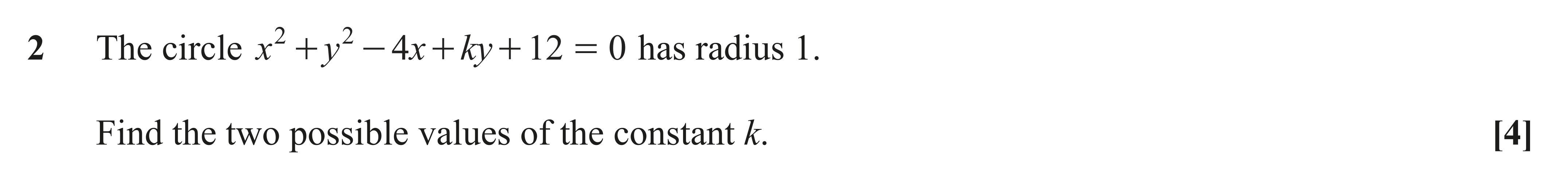 Question 2 — Circles — OCR AS Maths June 2019