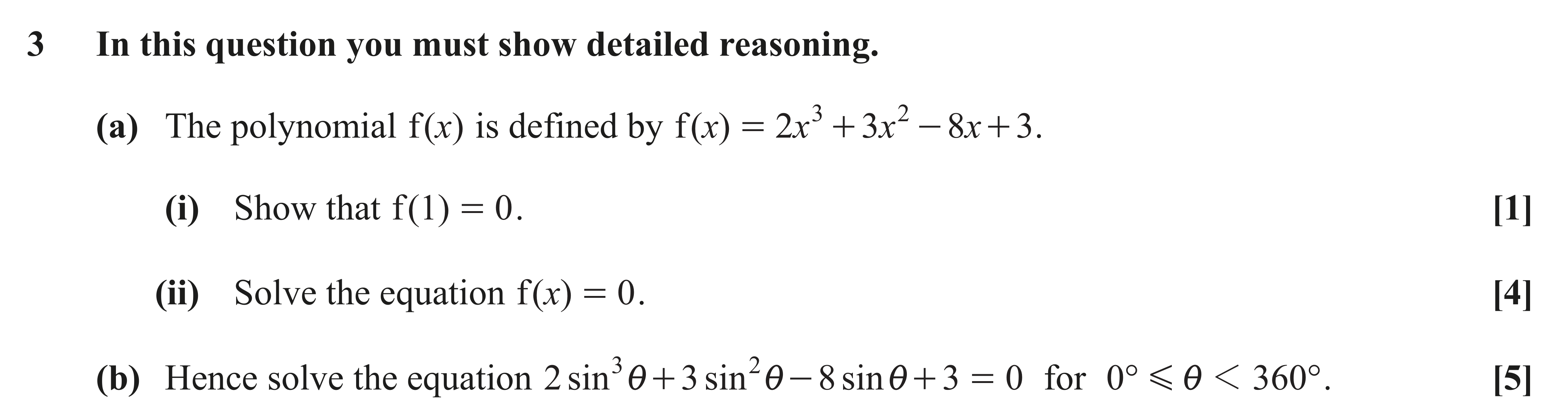 Question 3 — Factor Theorem, Trig — OCR AS Maths June 2019
