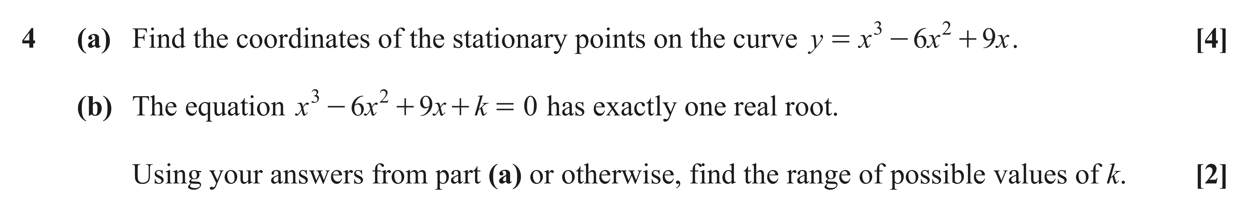 Question 4 — Differentiation, Graph Sketching and Transformations — OCR AS Maths June 2019
