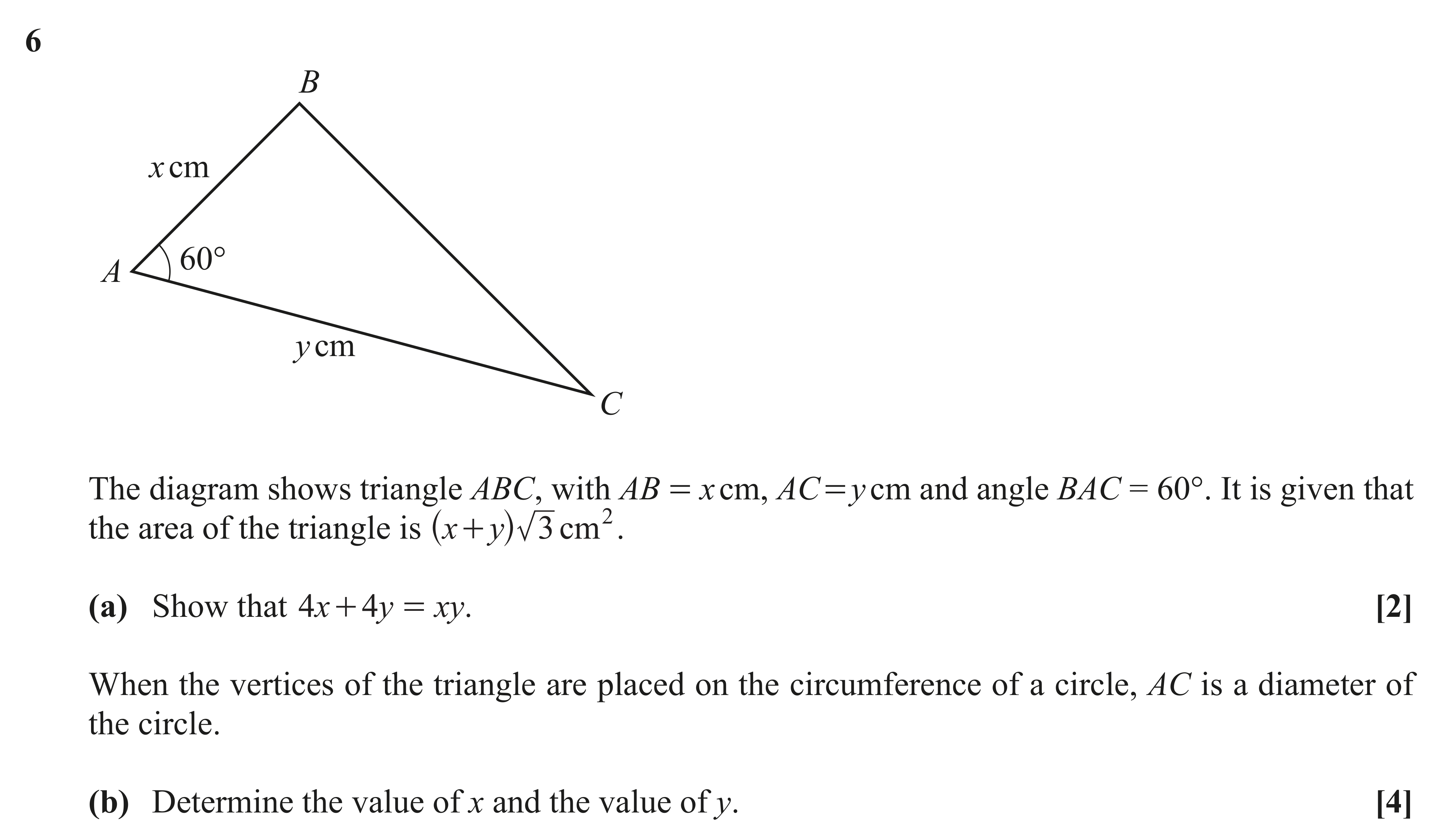 Question 6 — Triangles — OCR AS Maths June 2019