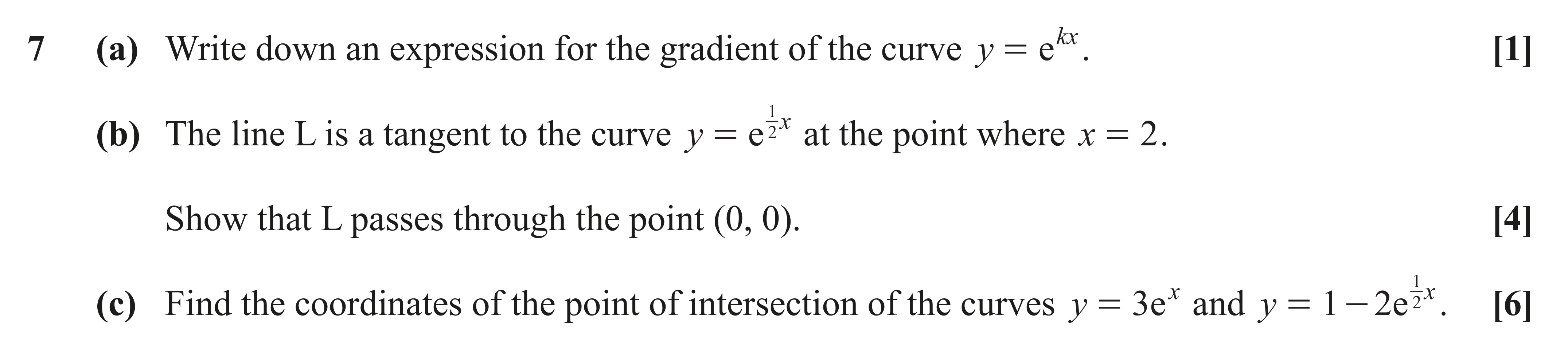 Question 7 — Exponentials, Differentiation — OCR AS Maths June 2019