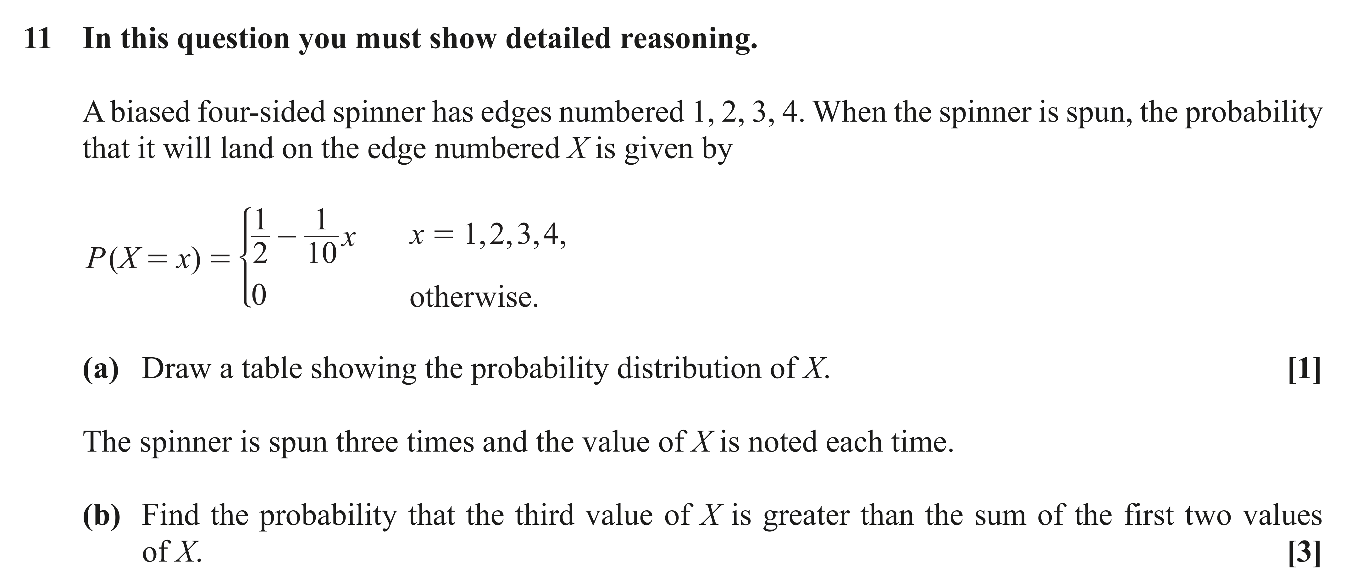 Question 11 — Probability Distribution — OCR AS Maths November 2020