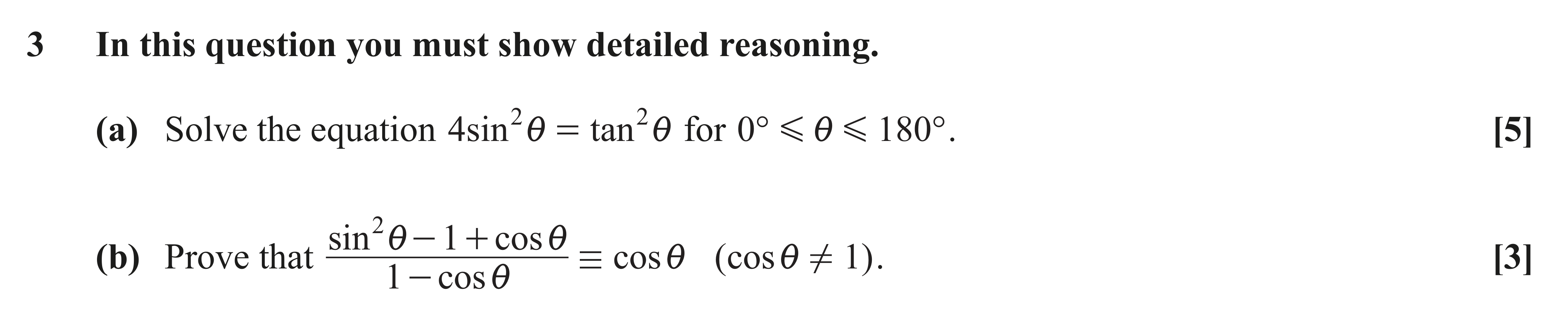 Question 3 — Trig — OCR AS Maths November 2020
