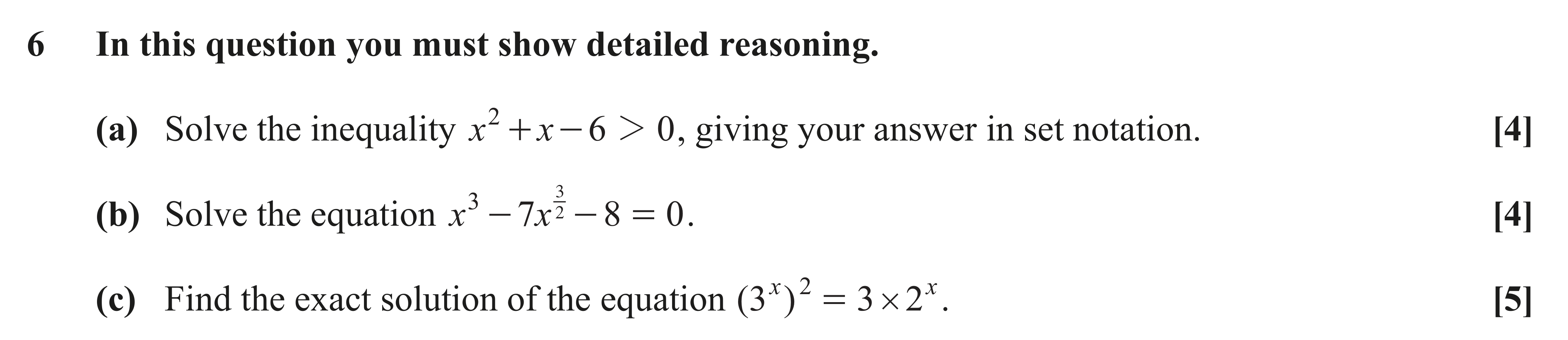 Question 6 — Inequalities, Quadratics, Exponentials — OCR AS Maths November 2020