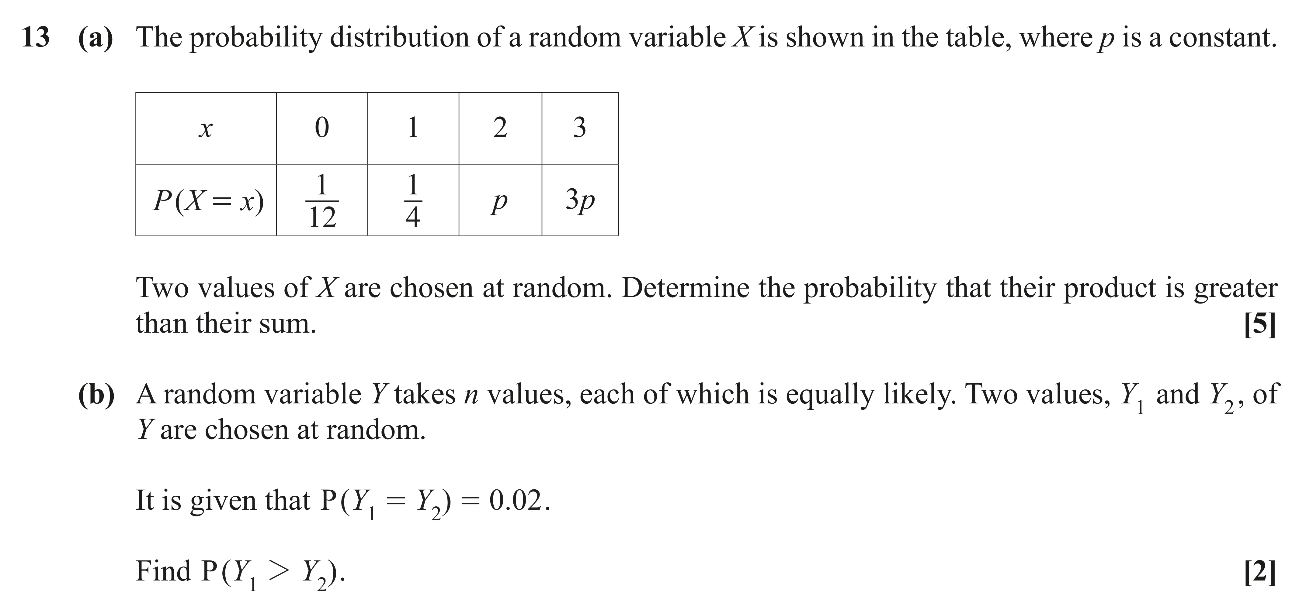Question 13 — Probability Distribution — OCR AS Maths November 2021