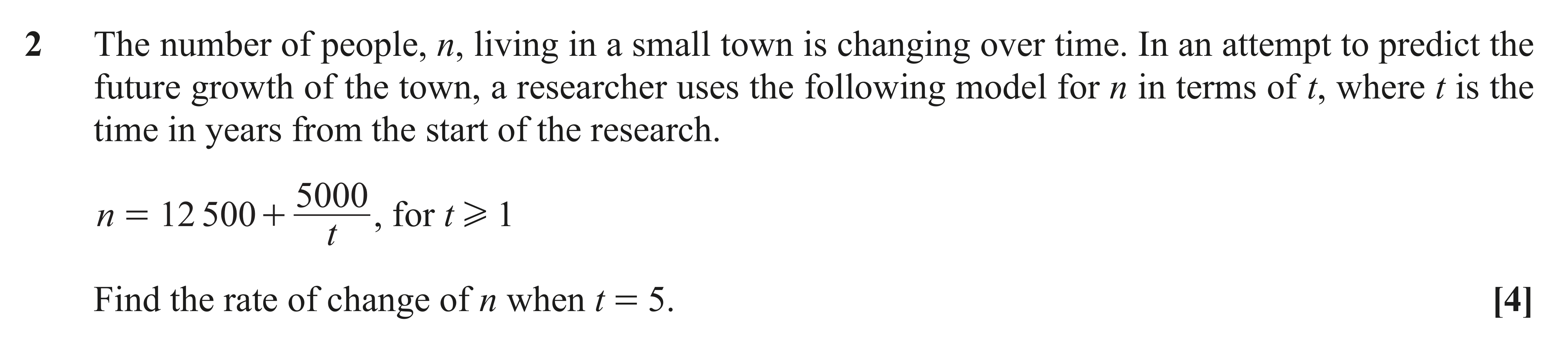 Question 2 — Differentiation — OCR AS Maths November 2021