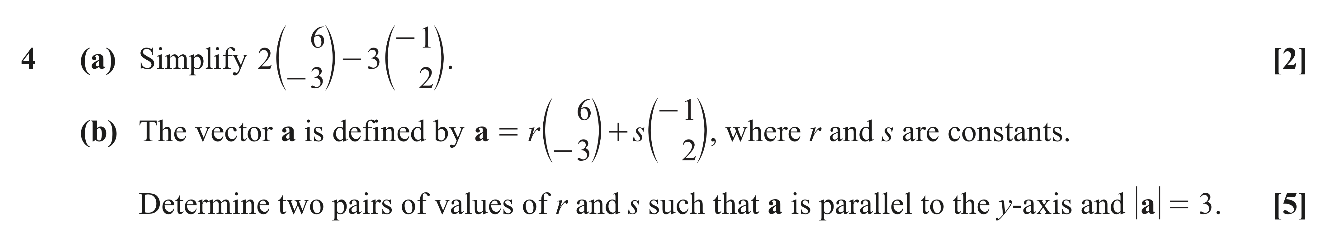Question 4 — Vectors — OCR AS Maths November 2021