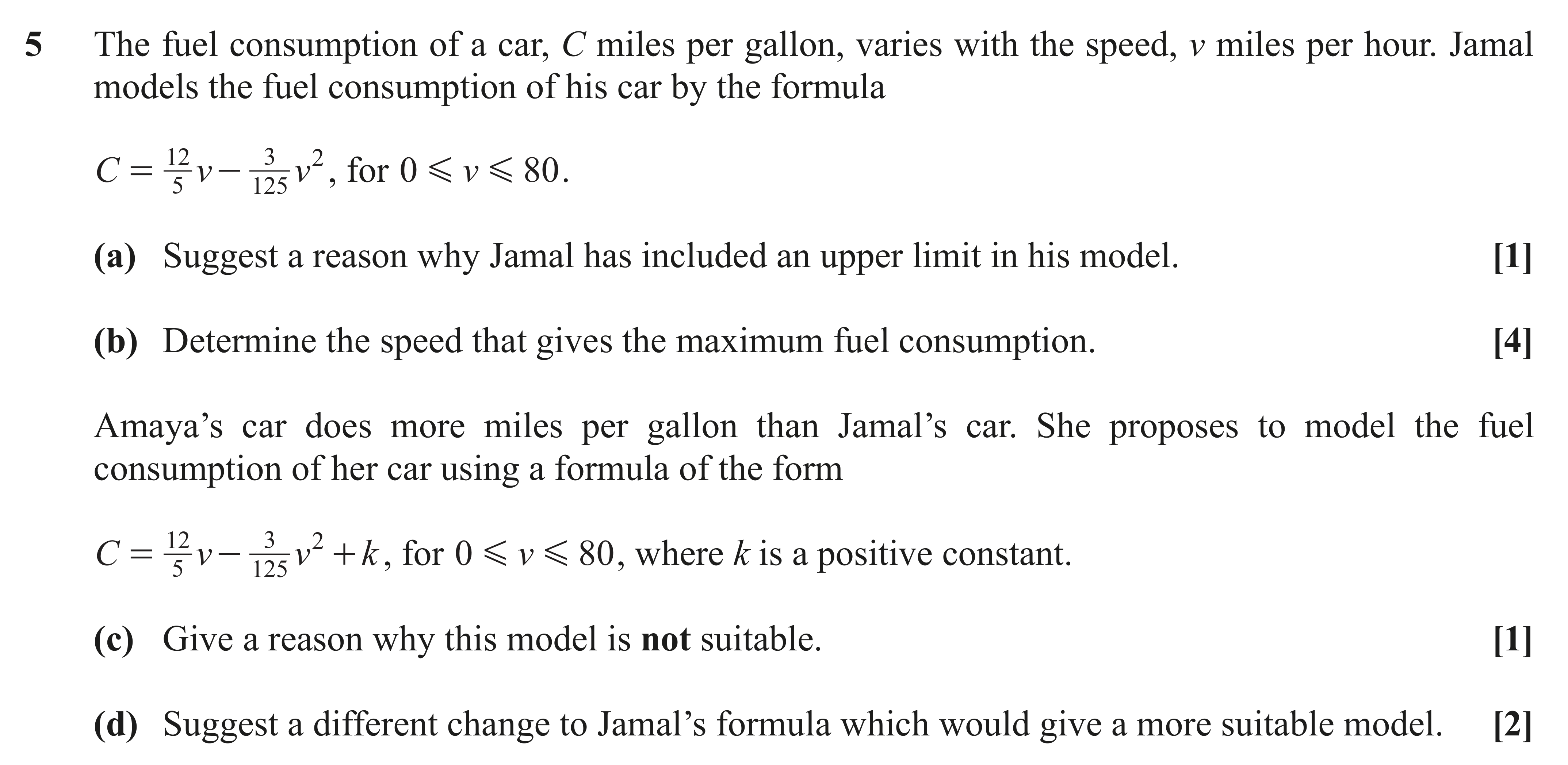Question 5 — Differentiation — OCR AS Maths November 2021