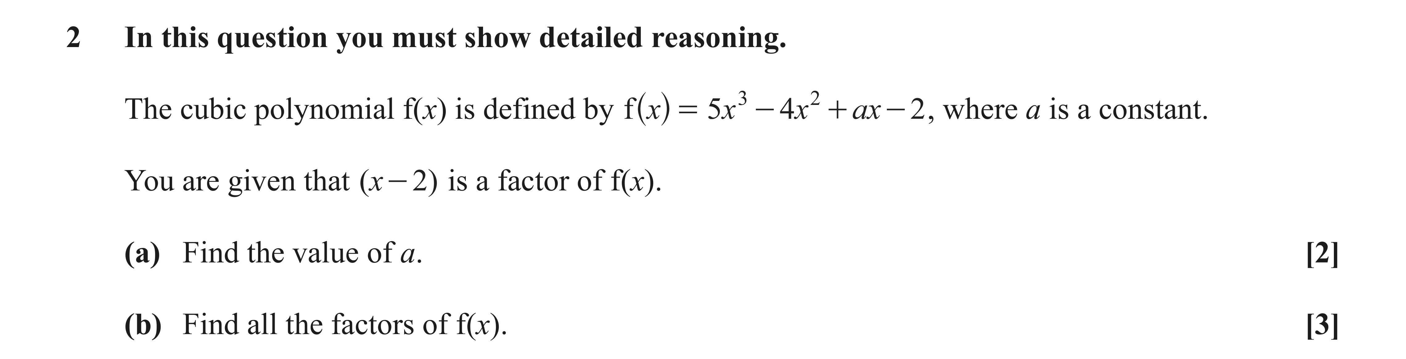 Question 2 — Factor Theorem — OCR AS Maths June 2022