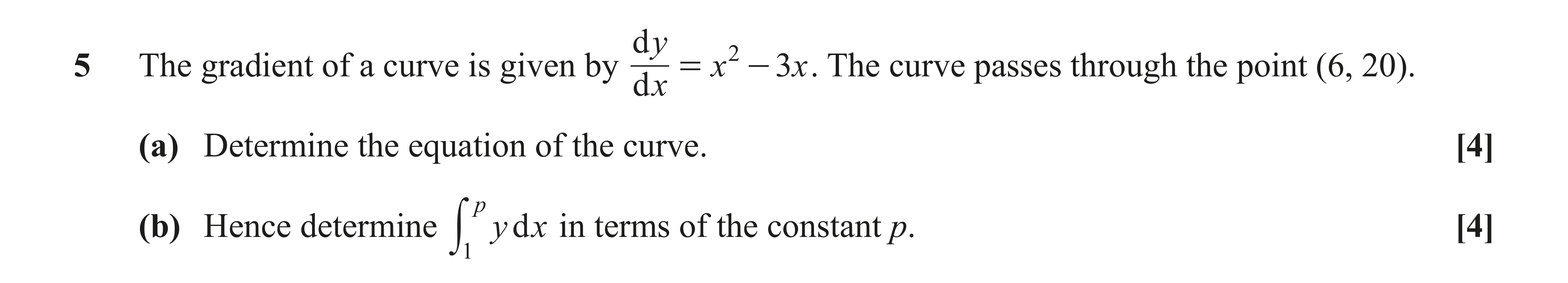 Question 5 — Integration — OCR AS Maths June 2022