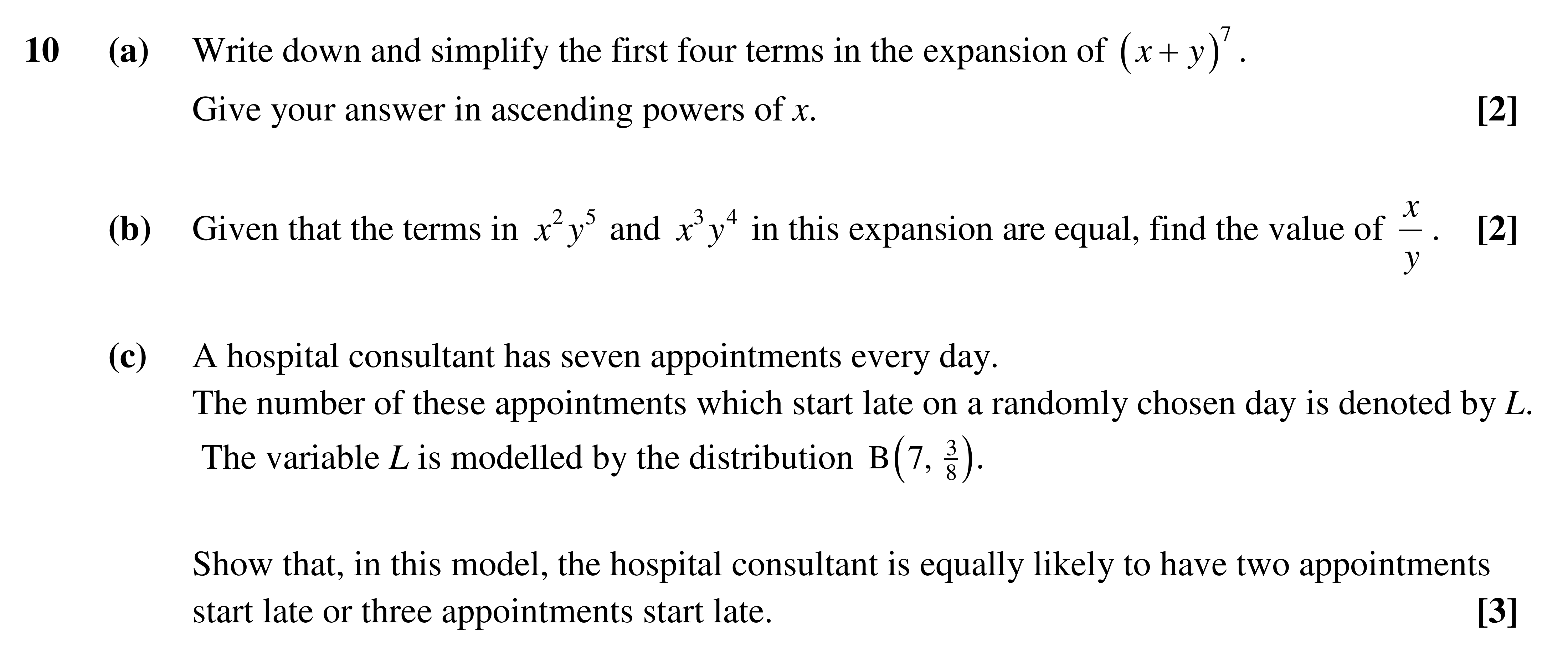Question 10 — Binomial Expansion, Binomial Distribution — OCR AS Maths Sample Paper 2022