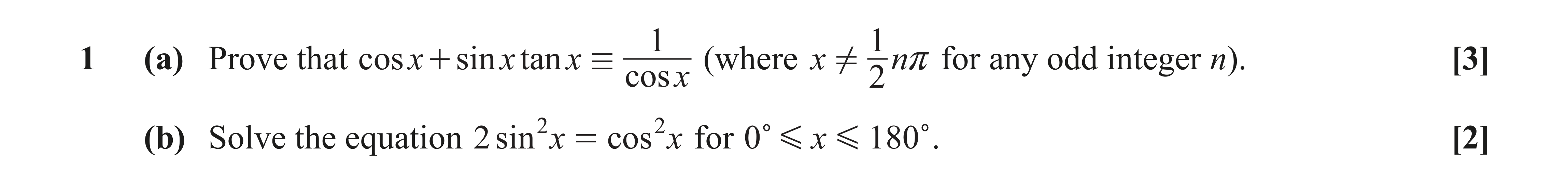 Question 1 — Trig — OCR AS Maths June 2023