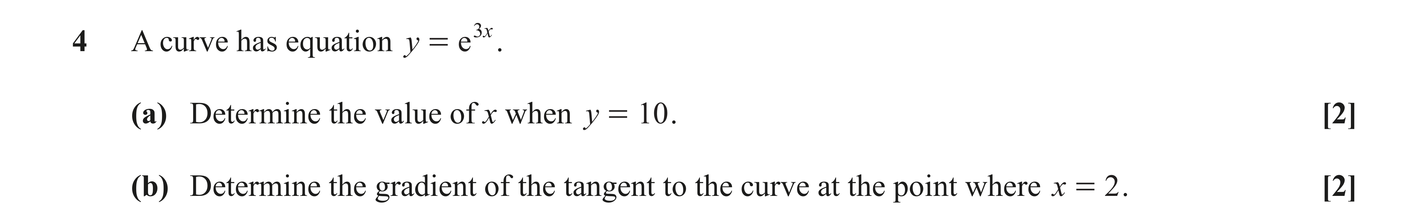 Question 4 — Exponentials, Differentiation — OCR AS Maths June 2023
