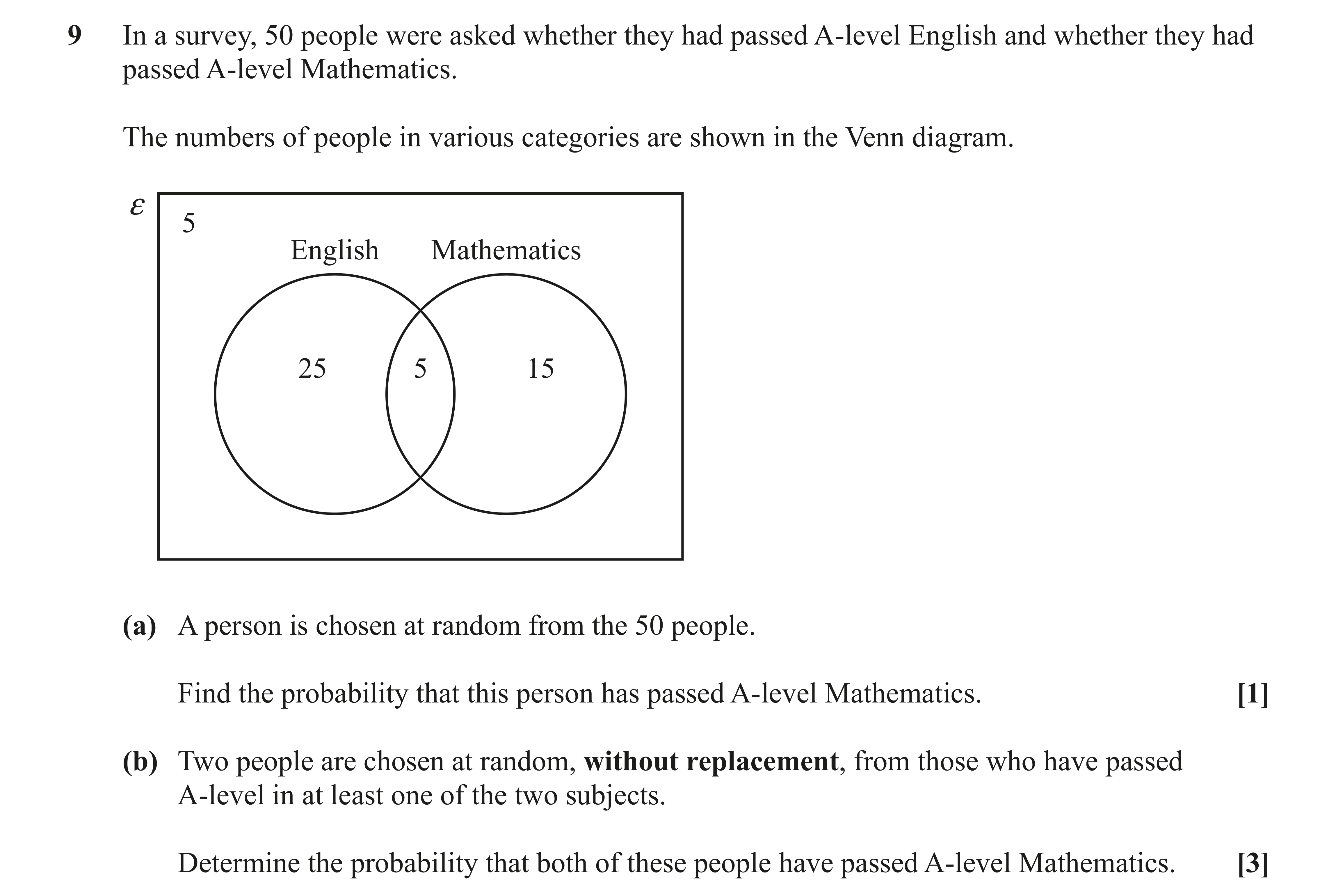 Question 9 — Venn Diagram, Probability — OCR AS Maths June 2023