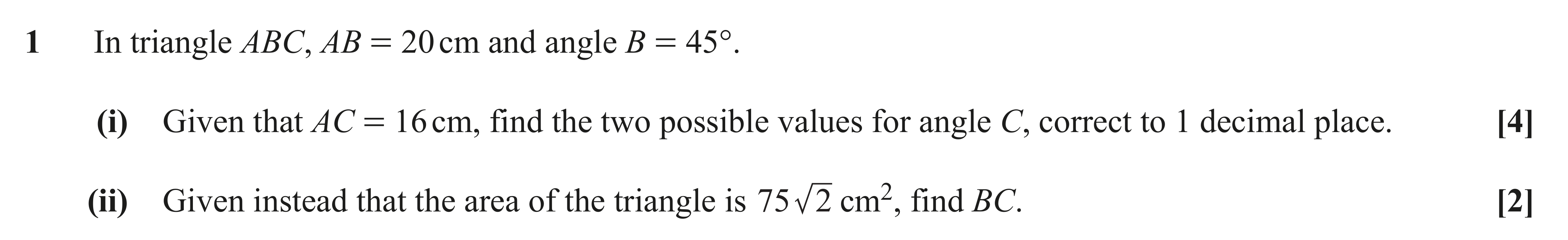 Question 1 — Triangles — OCR AS Maths June 2018