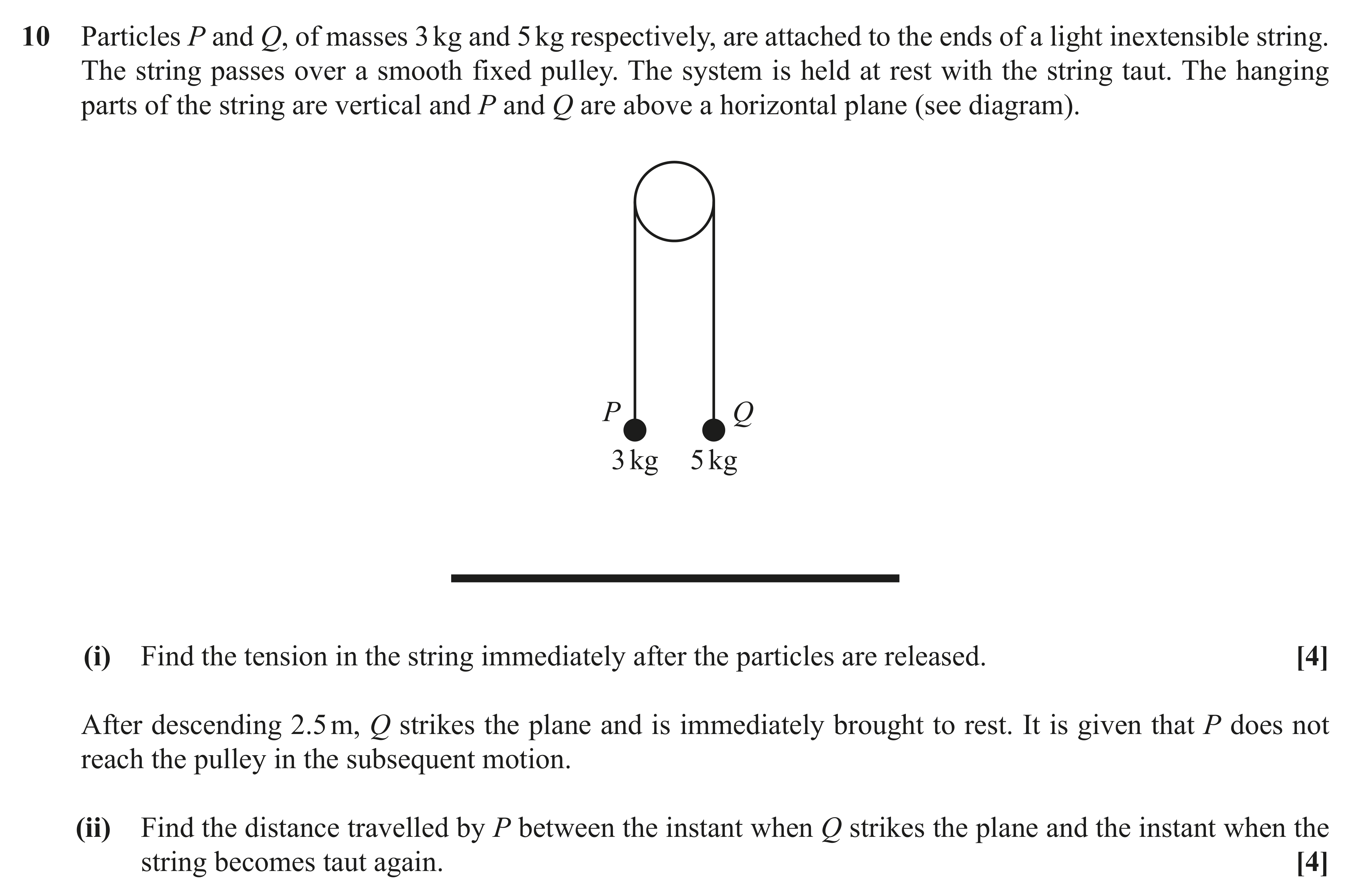 Question 10 — Pulleys — OCR AS Maths June 2018