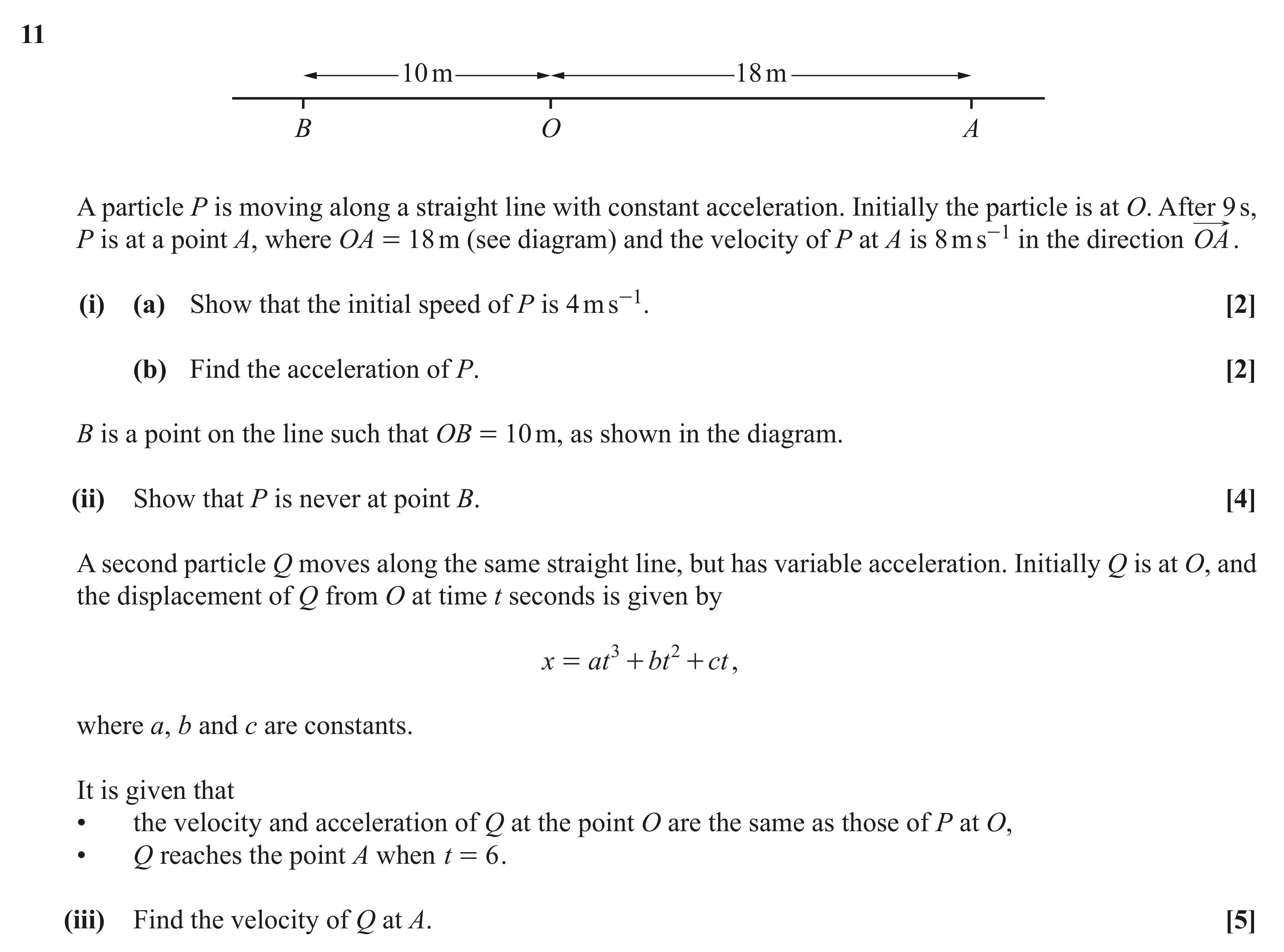 Question 11 — Constant Acceleration 1d, Variable Acceleration 1d — OCR AS Maths June 2018