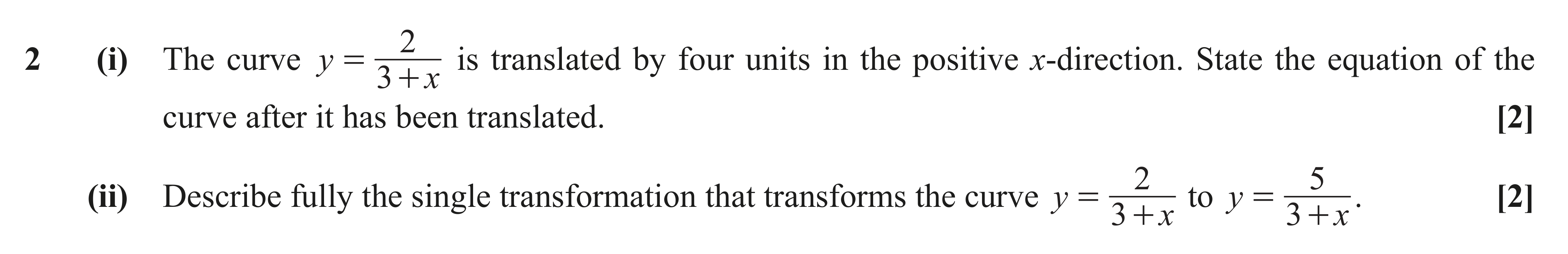 Question 2 — Graph Transformations — OCR AS Maths June 2018