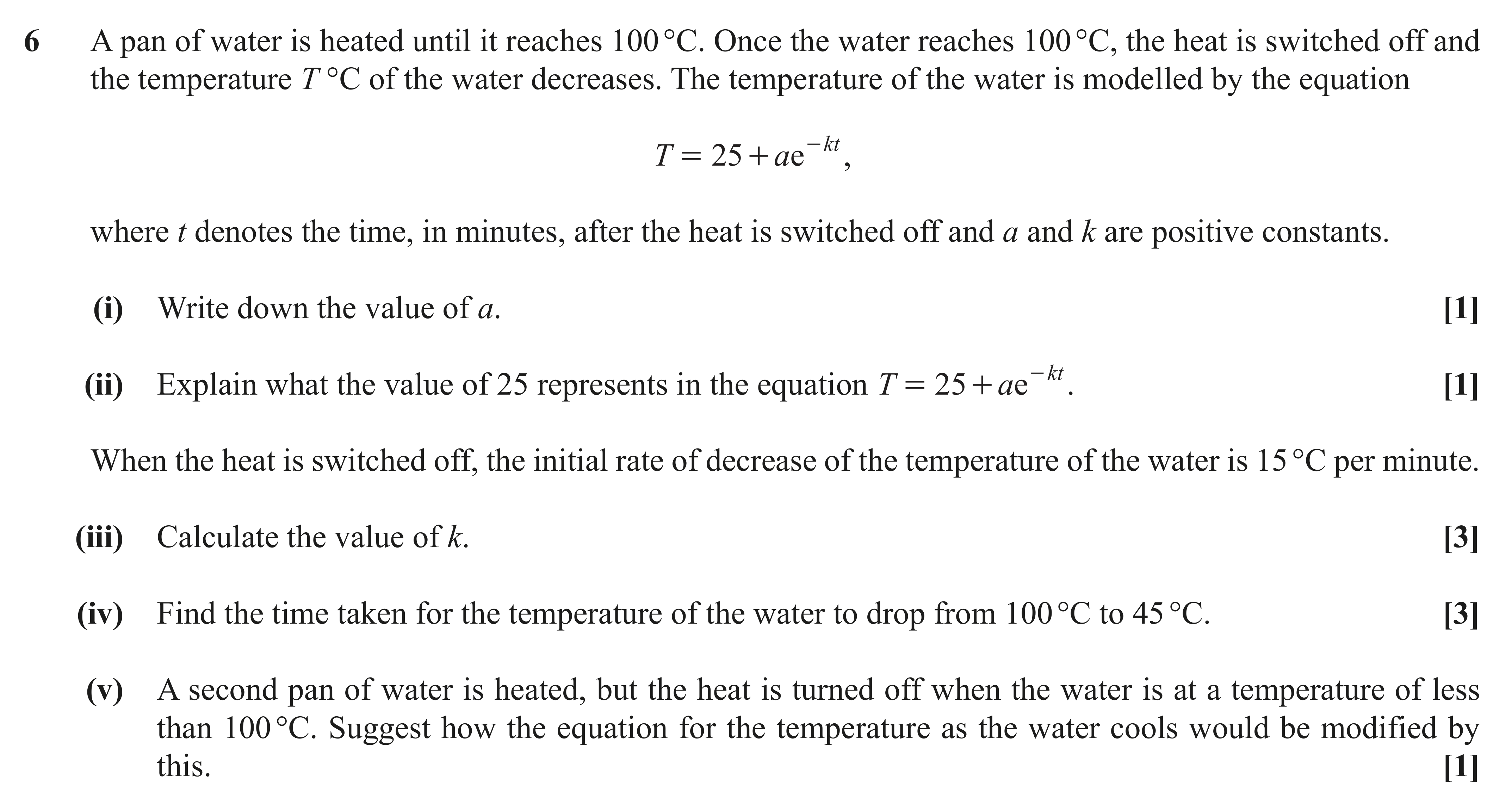 Question 6 — Exponentials — OCR AS Maths June 2018