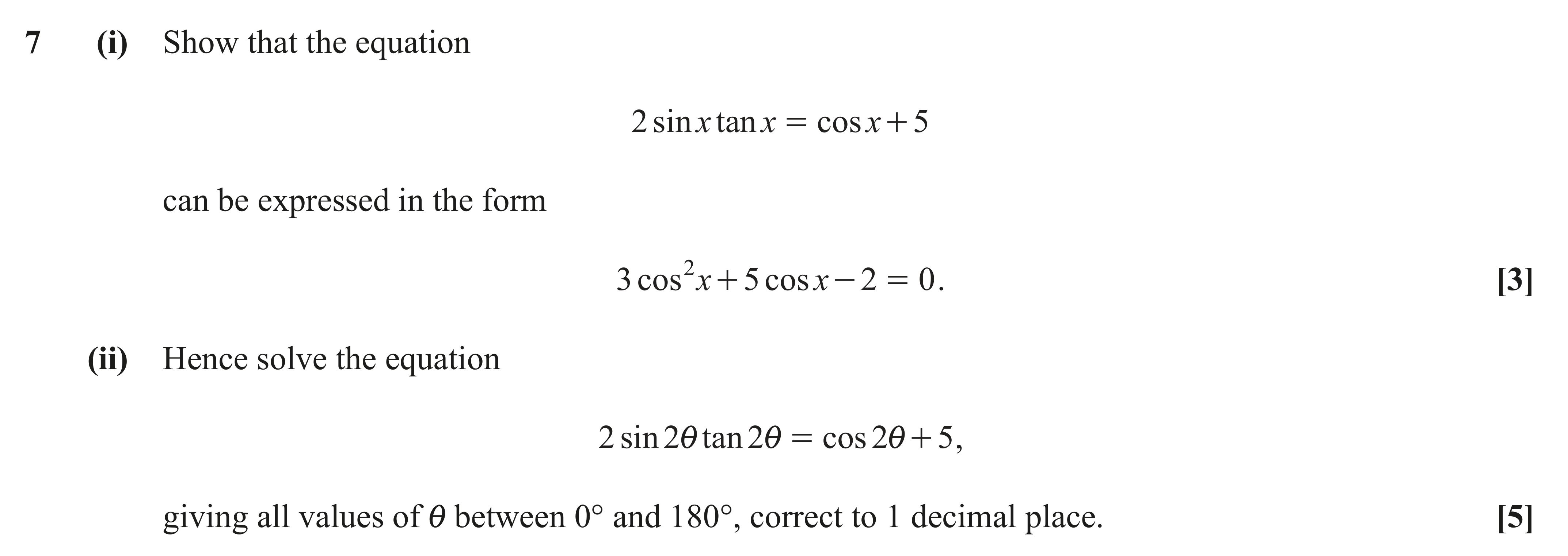 Question 7 — Trig — OCR AS Maths June 2018