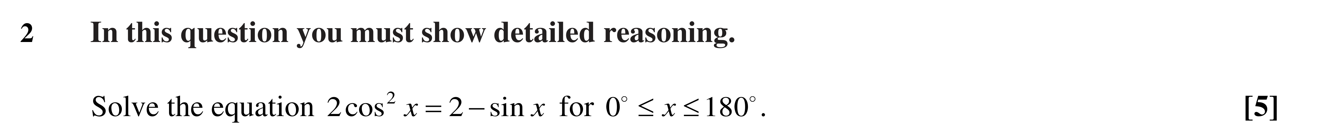 Question 2 — Trig — OCR AS Maths Sample Paper 2018