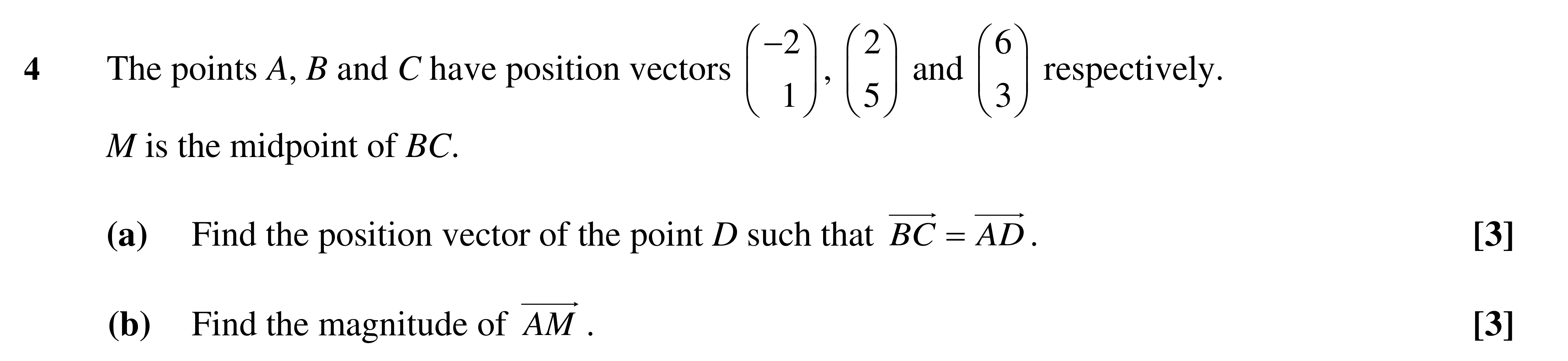 Question 4 — Vectors — OCR AS Maths Sample Paper 2018