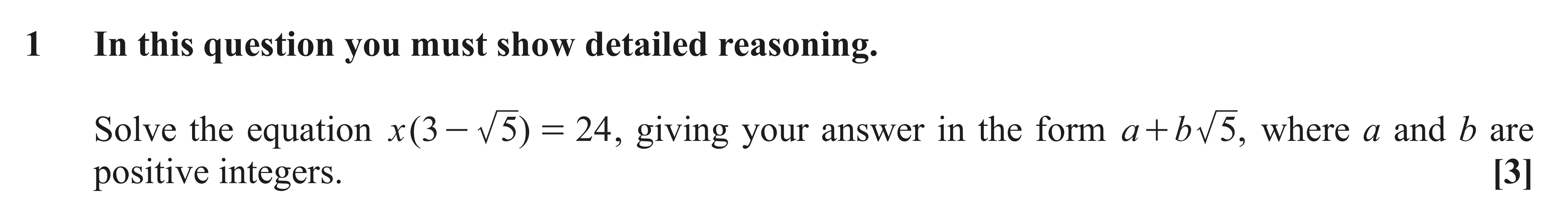Question 1 — Indices and Surds — OCR AS Maths June 2019