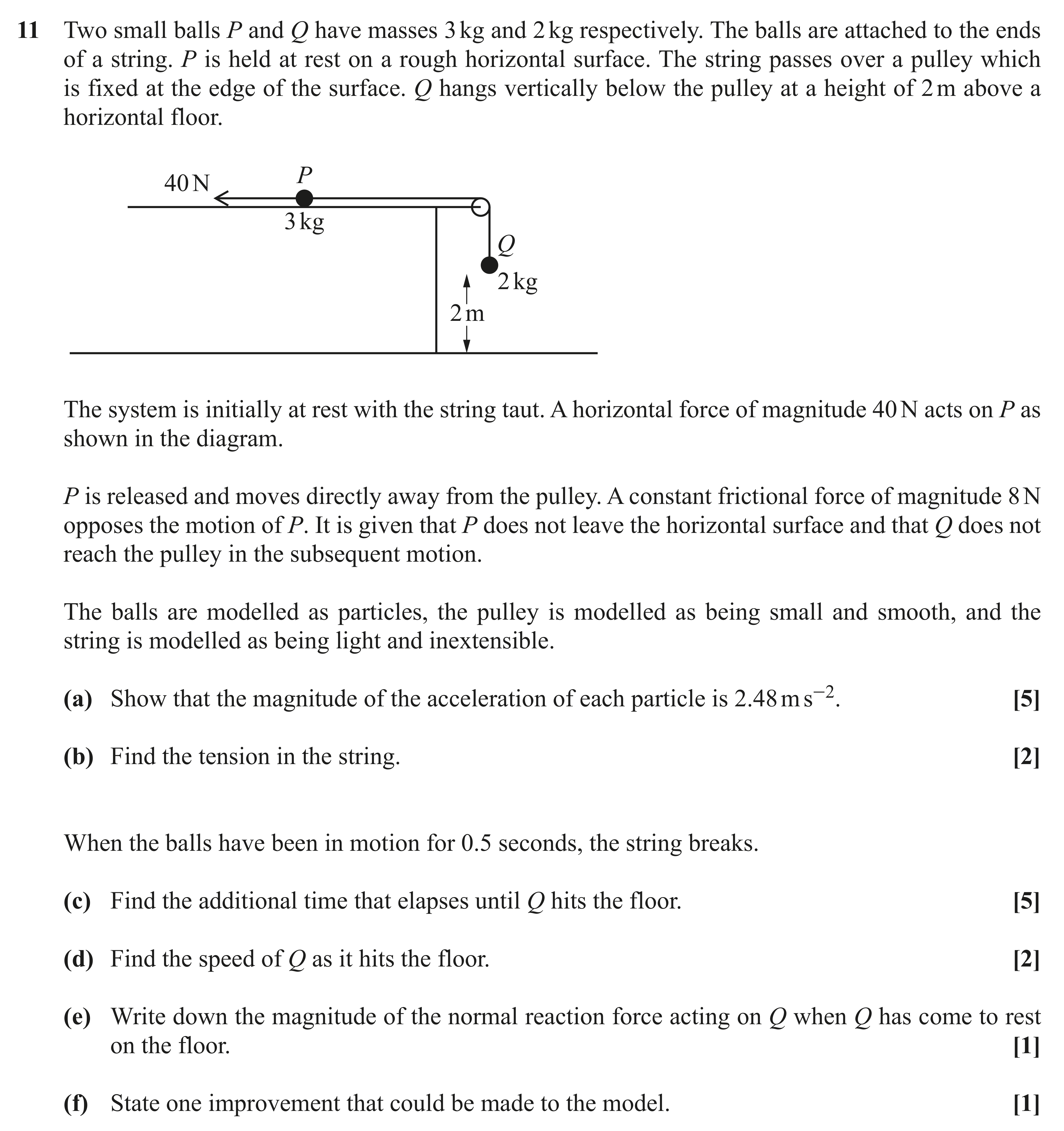Question 11 — Pulleys — OCR AS Maths June 2019