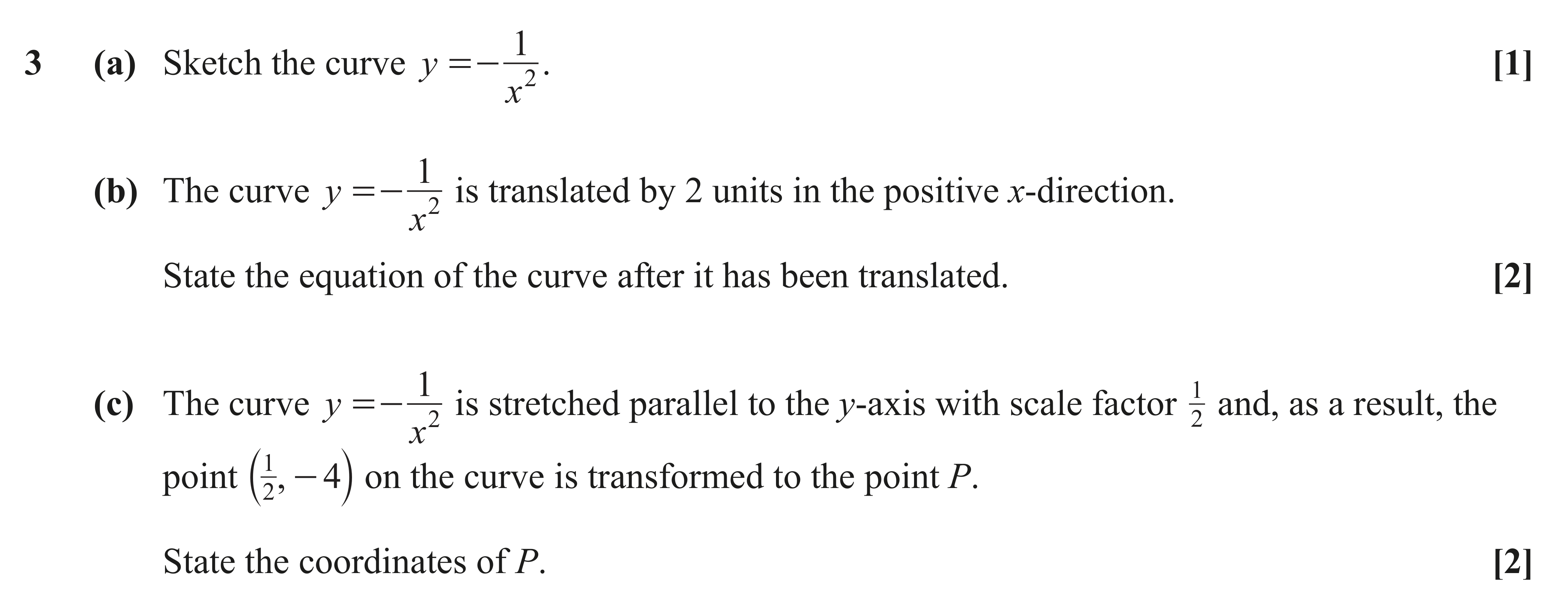 Question 3 — Reciprocal Graphs, Graph Transformations — OCR AS Maths June 2019