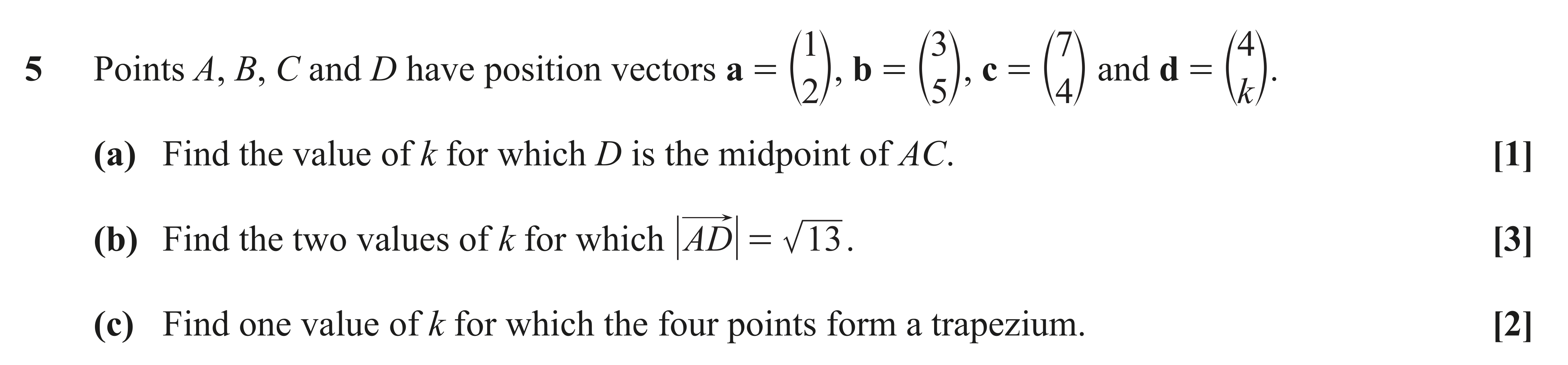 Question 5 — Vectors — OCR AS Maths June 2019