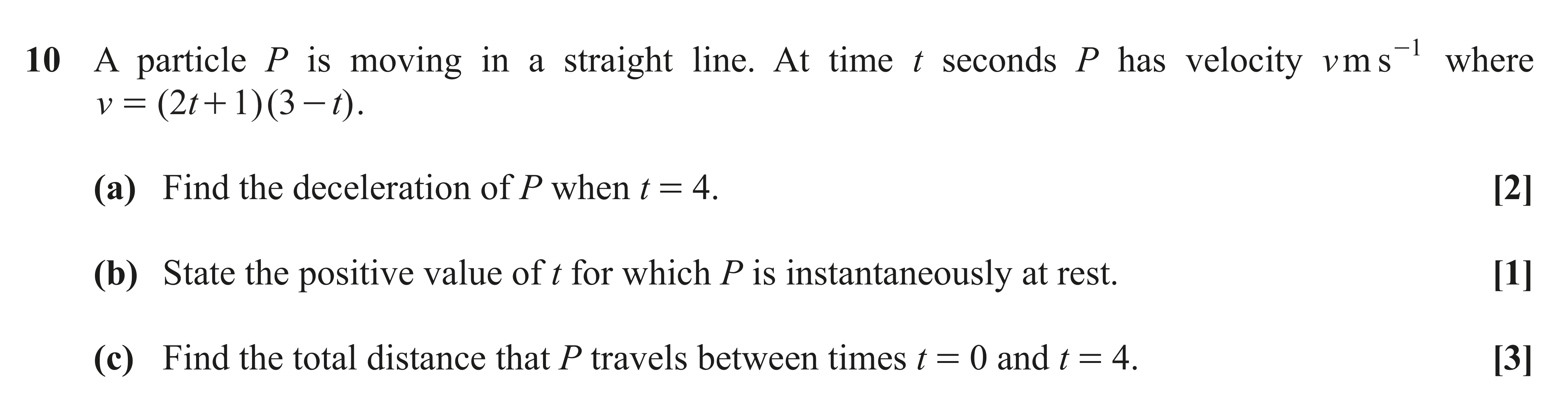 Question 10 — Variable Acceleration 1d — OCR AS Maths November 2020