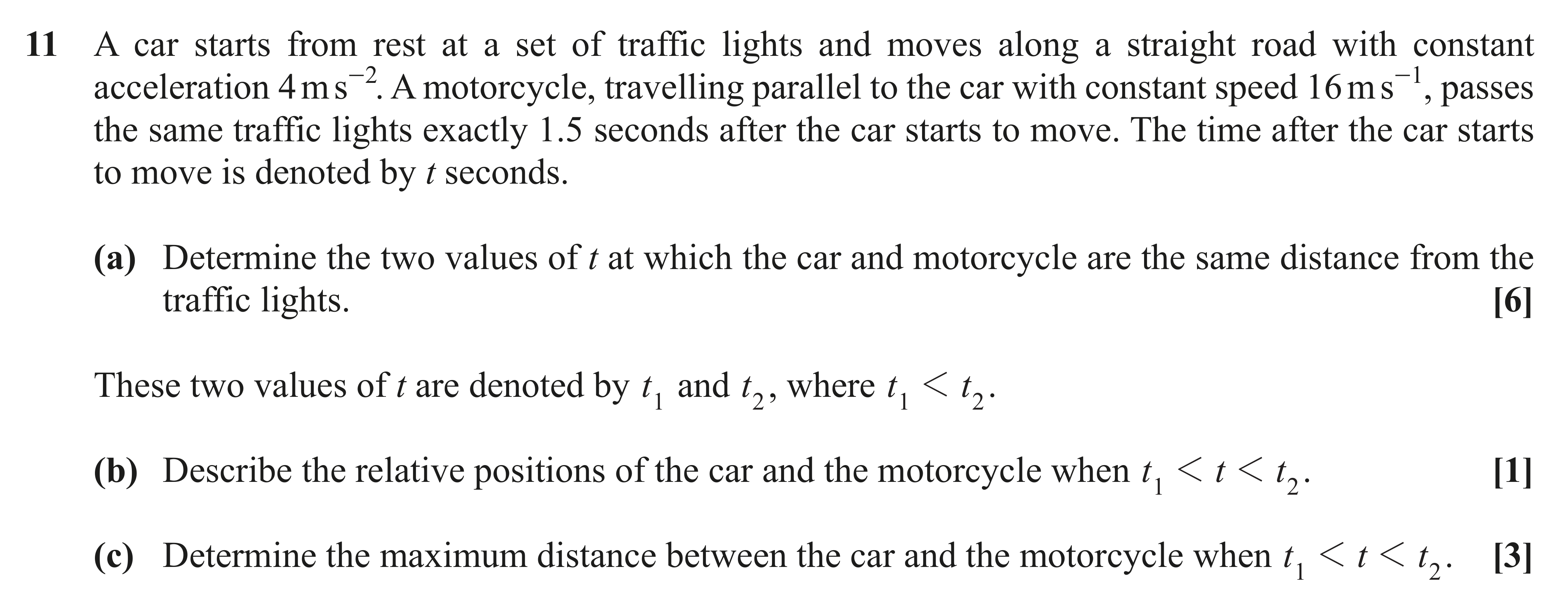 Question 11 — Constant Acceleration 1d — OCR AS Maths November 2020
