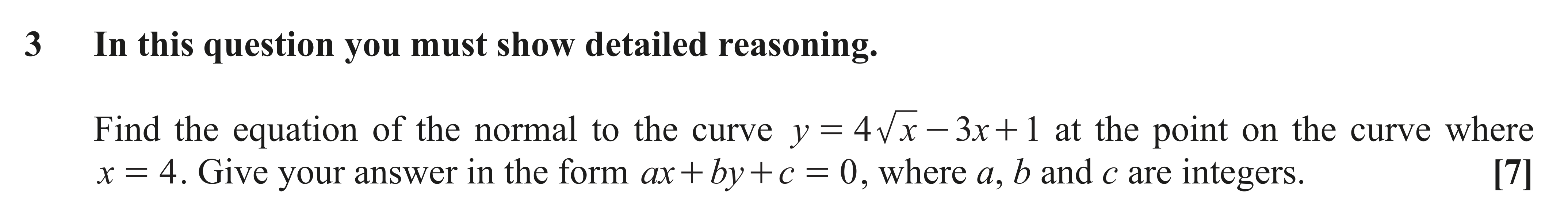 Question 3 — Differentiation — OCR AS Maths November 2020