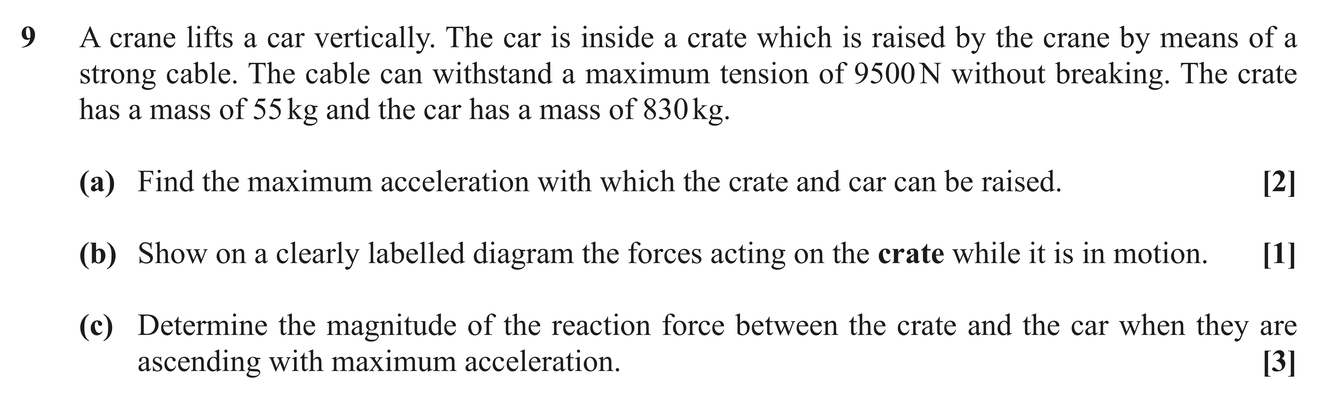 Question 9 — Lifts — OCR AS Maths November 2020