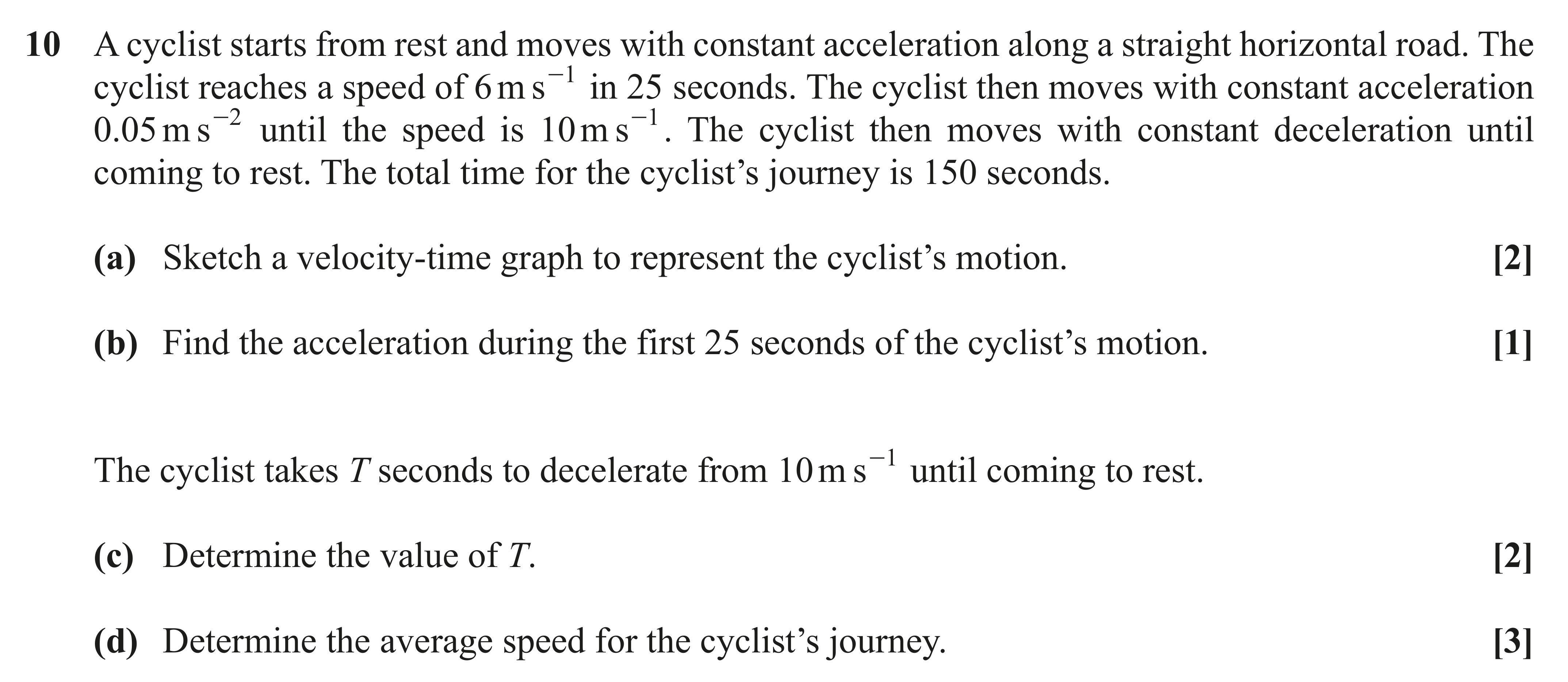 Question 10 — Velocity Time Graphs — OCR AS Maths November 2021
