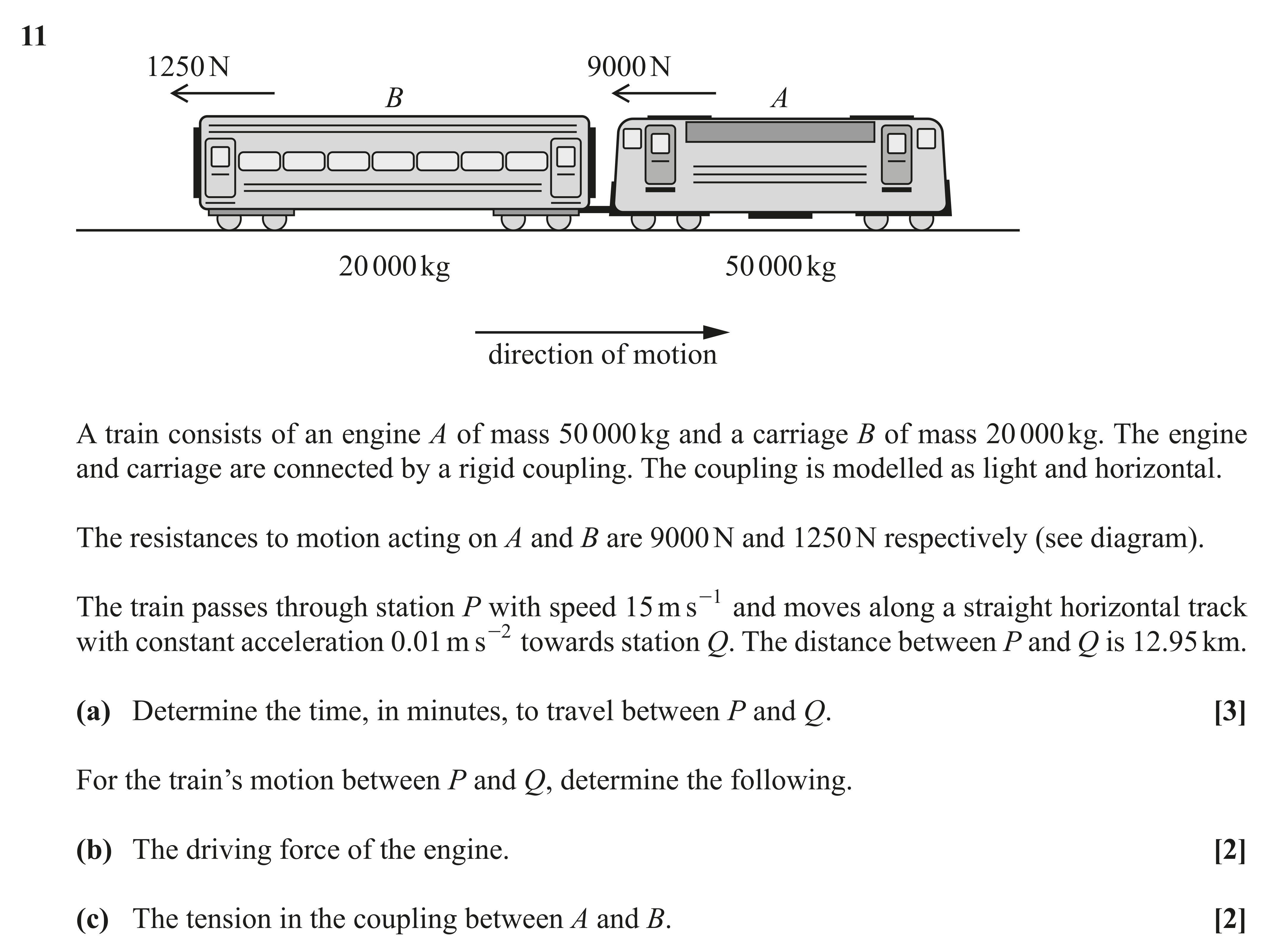 Question 11 — Connected Particles, Constant Acceleration 1d — OCR AS Maths November 2021