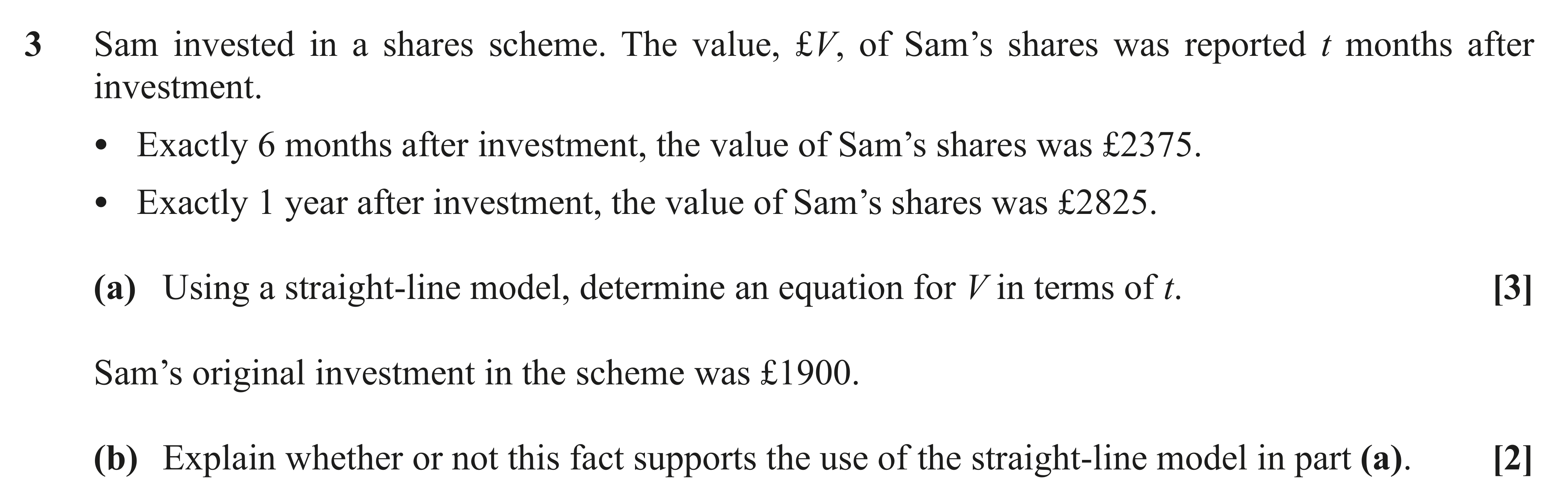 Question 3 — Straight Line Graphs — OCR AS Maths November 2021