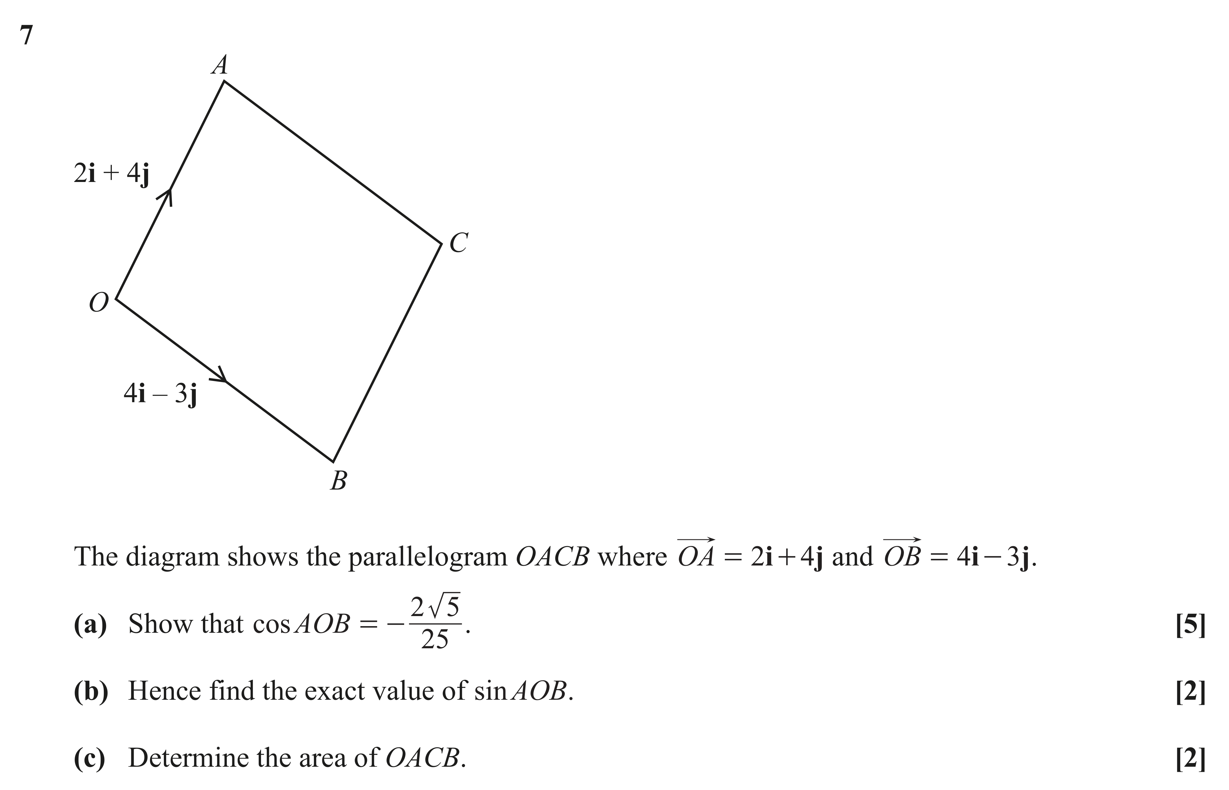 Question 7 — Vectors, Triangles — OCR AS Maths June 2022