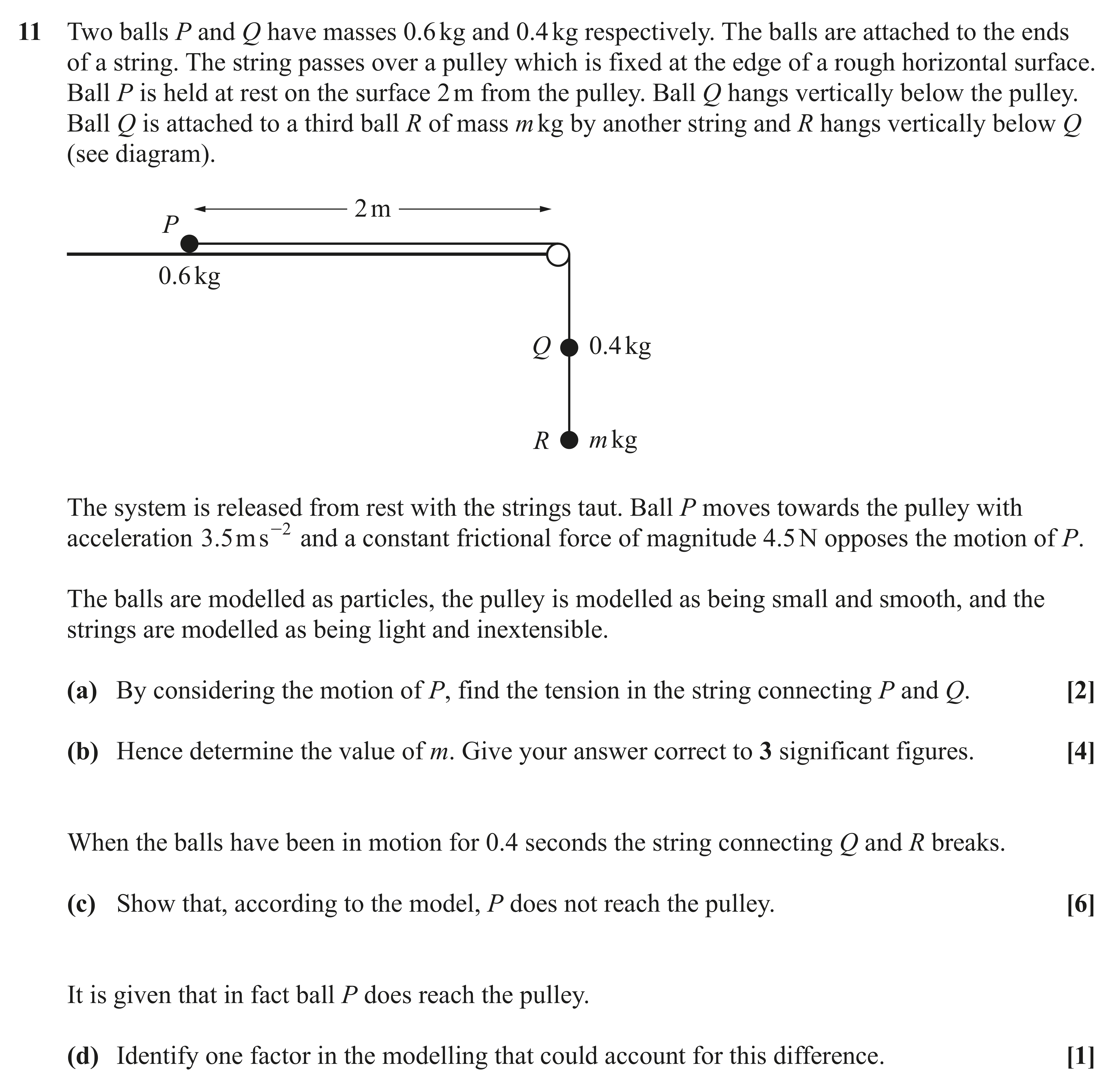 Question 11 — Pulleys — OCR AS Maths June 2023
