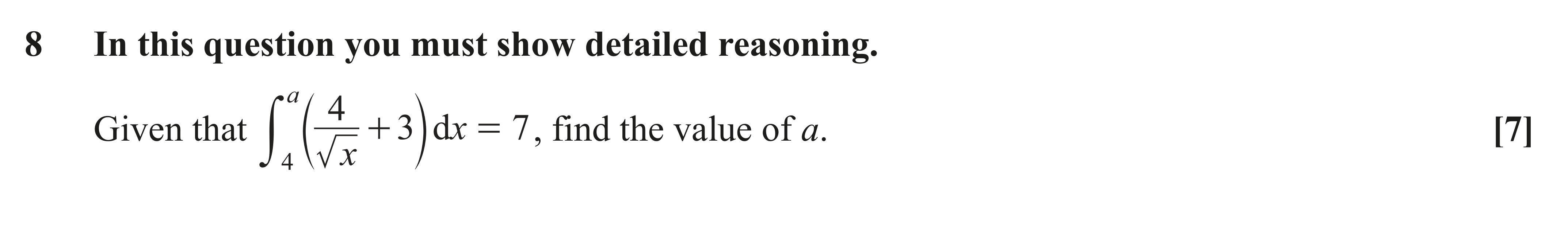 Question 8 — Integration — OCR AS Maths June 2023