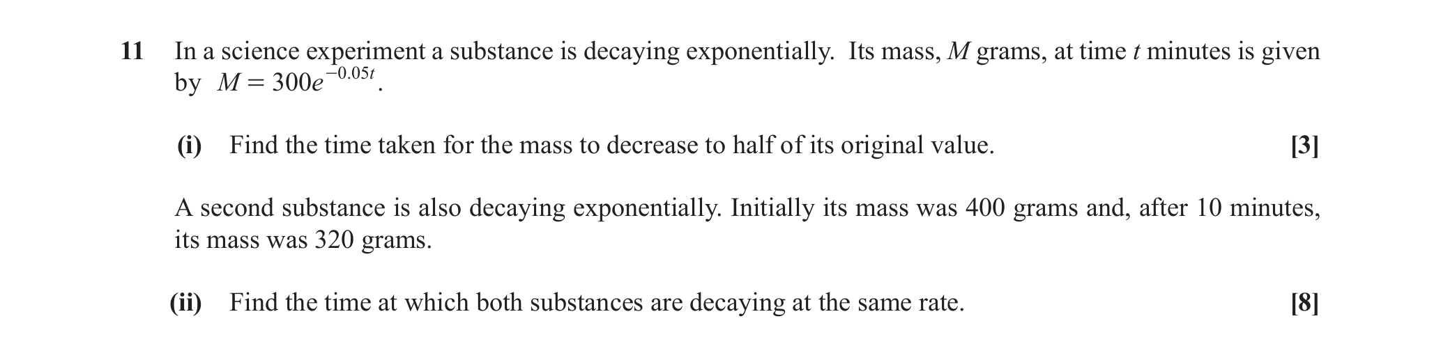 Question 11 — Exponentials, Differentiation — OCR June 2018