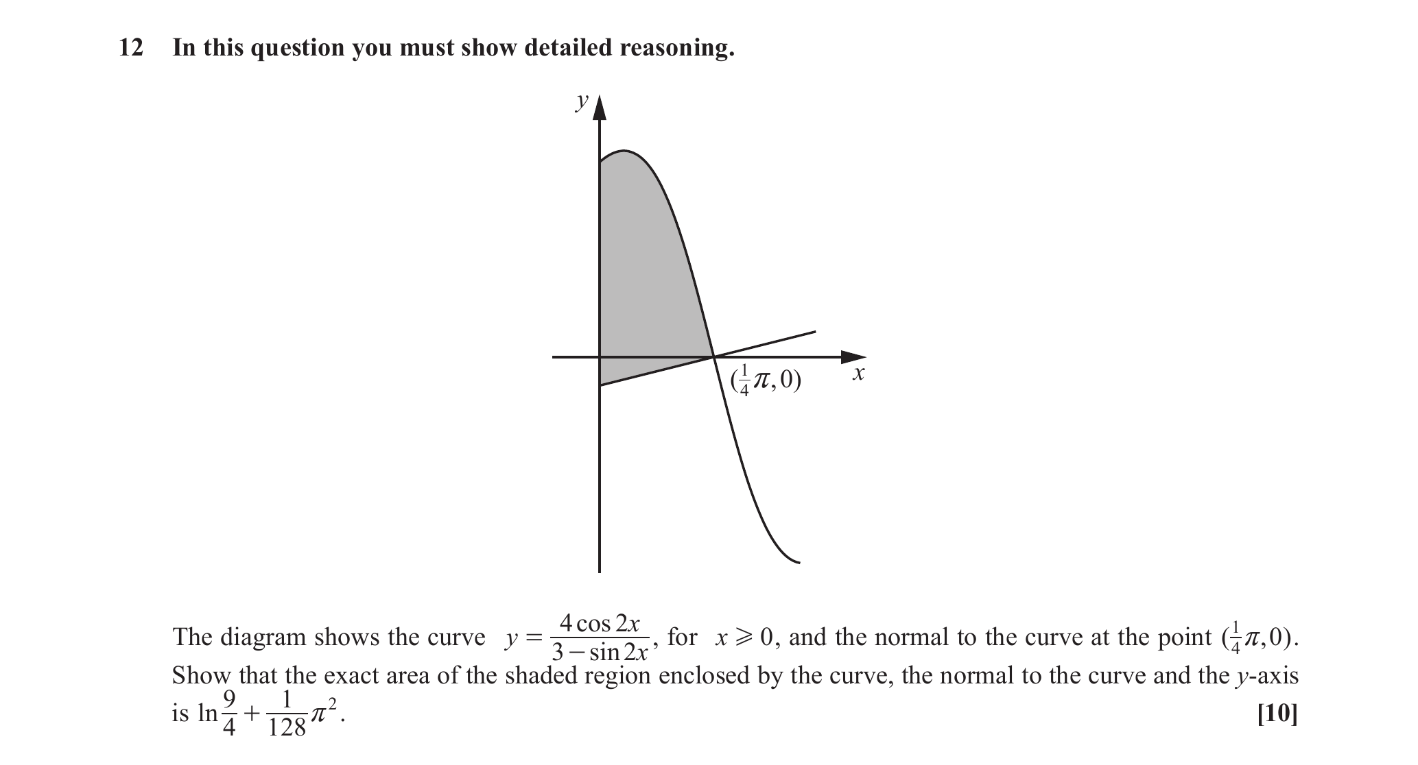 Question 12 — Integration, Differentiation — OCR June 2018